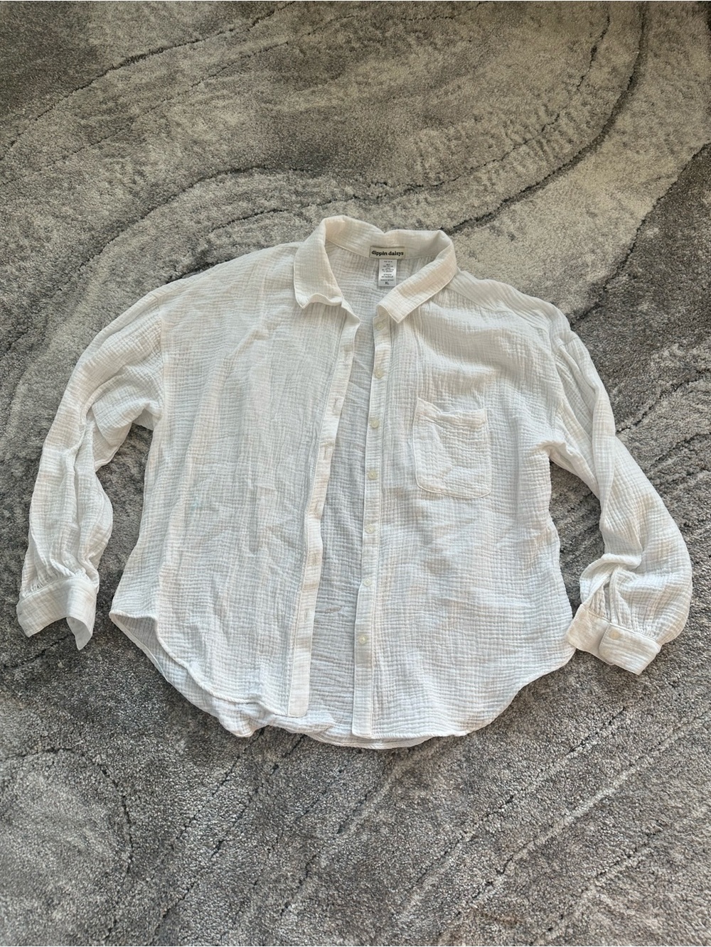 Dippin Daises White Cotton Gauze Button-Up Shirt - Unbranded